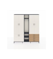 Arges Dolap 14 Raflı 4 Çekmeceli Tek Askılı 220x30x243 Antrasit-Aytaşı/Çam