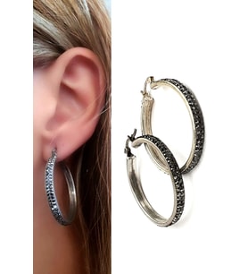 Swarovski taşlı 925 ayar gümüş halka küpe