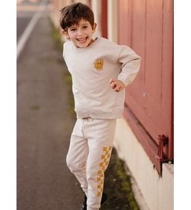 Bej Sarı Uzun Kollu Erkek Çocuk Sweatshirt