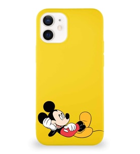 Apple iPhone 12 Mini Soft Premier Kapak Mickey Mouse-F Tasarımlı Silikon Kılıf - Sarı (Şeffaf)