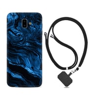 Samsung J6 Plus J7 Prime J7 Pro M20 Kılıf Boyun Askılı Silikon Blue MArble 1379