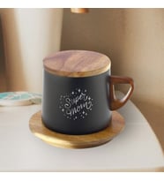Ahşap Altlıklı Çelik Termos Bardak 250 ml Kapasiteli Annelere Özel Kazıma Desenli Termos-best Mom (SIYAH-SIYAH-SIYAH)