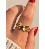 Kelebek Tasarım Çok Sıra Bant Ayarlanabilir Kadın Çelik Yüzük Gold/Gümüş Kararmaz Renk Atmaz