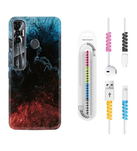 Tecno Spark 6 6 Go 8C 8 Pro 7 7 Pro Kılıf Kablo Koruma Spiral Silikon Red Blue Black Abstact 1386