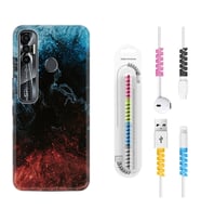 Tecno Spark 6 6 Go 8C 8 Pro 7 7 Pro Kılıf Kablo Koruma Spiral Silikon Red Blue Black Abstact 1386
