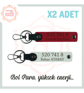 Kırmızı-Beyaz, Size Özel Tasarım Manevi Güçlü 2'li Anahtarlık, 520 741 8 Başarı ve Huzur Getiren Kod (Çok Renkli)