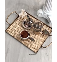 Maison Avf Rattan Hazeran Gold Galvaniz Sunum Tepsi M021