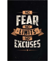 No Fear - Motive Edici Mini Retro Ahşap Poster - Hbb