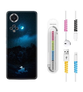 Huawei Nova Y70 Y90 Nova 9 SE  Kılıf Kablo Koruma Spiral Silikon Gece 1633
