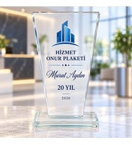 Kişiye Özel Isim ve Mesaj Baskılı Kristal Plaket