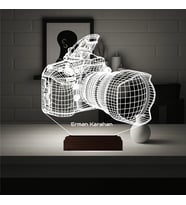 Luvivia Fotoğraf Makinesi Fotoğrafçı Hediye Kişiye Özel 3D Lamba - Masa Gece Lambası
