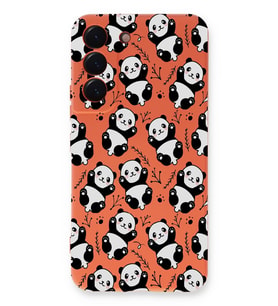 Samsung Galaxy S22 Uyumlu Lansman Kılıf Panda Tasarımlı İçi Kadife Kapak-Turuncu (Şeffaf)