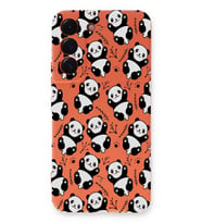 Samsung Galaxy S22 Uyumlu Lansman Kılıf Panda Tasarımlı İçi Kadife Kapak-Turuncu (Şeffaf)