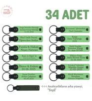 Ramazan Ayı İftar Programı Katılımcılarına, 34'lü Set, Kişisel Mesajlı Anahtarlık, F Yeşil & Yeşil (Fıstık Yeşili)