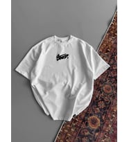 Baskılı Oversize T-shirt - Beyaz