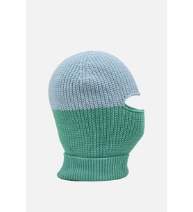Color Block Renkli Balaclava Kar Maskesi Triko Bere Boyunluk 1 Adet (Yeşil)
