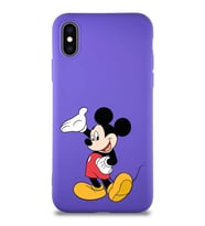Apple iPhone XS Soft Premier Kapak Mickey Mouse-C Tasarımlı Silikon Kılıf - Mor (Şeffaf)