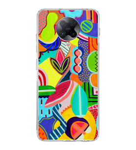 PrintiFy Xiaomi Poco F2 Pro ile Uyumlu 1mm Slim Fit Retro Renkler 6 Baskılı Şeffaf  Kılıf