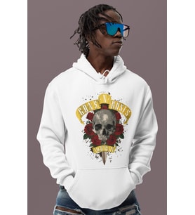 Tasarım Guns N' Roses Rock Metal Baskılı Unisex Oversize Müzik Grubu Hoodie