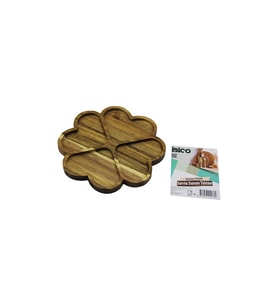 AKASYA YUVARLAK 4 KALP BÖLMELİ AHŞAP SERVİS SUNUM TEPSİ - TAHTASI 21 X 1.4CM (5680)