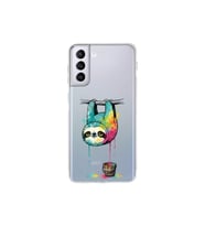 Samsung Galaxy S21 Plus ile Uyumlu Splash Tembel Hayvan Tasarımlı Şeffaf Silikon Kılıf