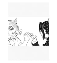 Inosuke Ve Shinobu Pinky Promise Demon Slayer Manga Şapkası Tablo Ahşap Poster Dekoratif