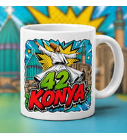 42 Konya Semazen Pop Art Tasarımlı Baskılı Kupa, Mevlana Konya Tarihi Mimari ve Renkli Memleket Temalı Hediye