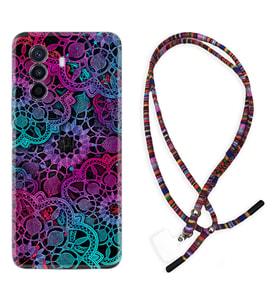 Huawei Nova Y70 Y90 Nova 9 SE  Kılıf Boyun Asklı Rasta Silikon Colurful Mandala 1667