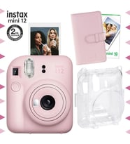 Instax mini 12 Pembe Fotoğraf Makinesi-10'lu Film-Laporta Albüm ve Şeffaf Kılıf Seti