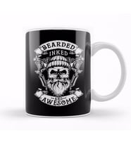 Bearded Inked And Awesome Badass Dad Kupa Bardak Porselen