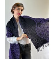 KABARTMA LİCRALI DESENLİ KADIN ŞAL 200X50 CM (Mor)