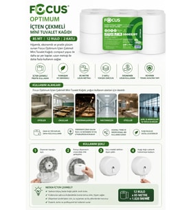 Focus Optimum İçten Çekmeli Mini Tuvalet Kağıdı 85 mt 12 Rulo