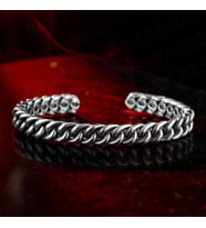 925 Ayar Gümüş Kalın Burgu Zincir Model Açık Cuff Ayarlanabilir Erkek Bileklik