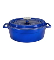 Lava Döküm Oval Tencere Döküm Demir Yekpare Kulplu Premium Serisi Ölçü 23x29cm. (Mavi)