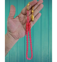 TOZ KEHRİBAR TESBİH PEMBE RENK KAPSÜL KESİM HEDİYE T-828 (Çok Renkli)