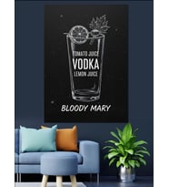 Votka Bloody Mary Kokteyl Dekoratif Kanvas - Mdf Ahşap Tablo