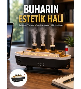 Dekoratif Gemi Modeli 7 Renk Işıklı Hava Nemlendirici ve Oda Kokusu Difüzörü Yeni Nesil