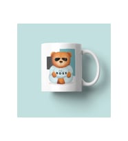 Boss Bear Baskılı Porselen Kupa Beyaz