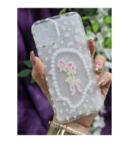 iPhone 15 Uyumlu Gül Desenli Silikon Şeffaf Telefon Kılıfı