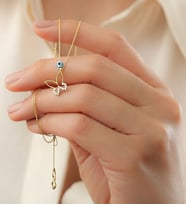 925 Ayar Gold Nazarlı Kelebek Gümüş Kolye
