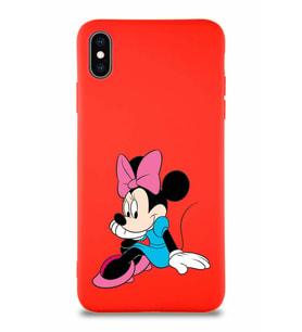 Apple iPhone XS Max Soft Premier Kapak Minnie Mouse-E Tasarımlı Silikon Kılıf - Kırmızı (Şeffaf)