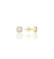 Gümüş Altın yaldızlı zirkon taşlı kare küpe SGTL10282GOLD
