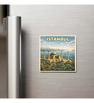 İstanbul Şehri (Ayasofya) - Pop-Art Travel - 9x9 cm Buzdolap Magneti