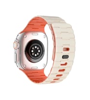 Uray store Apple Watch Ultra 49mm Wowen Kordon - Beyaz-Turuncu