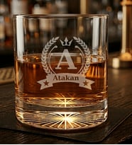 Kişiye Özel İsimli Armalı Lazer Kazımalı Premium Viski Bardağı