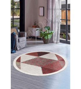Dijidekor Halı Multi Cool K1270 Saçaklı Yuvarlak Kesme İnce Yolluk Kilim Salon Halısı Modelleri (Çok Renkli-Multı)