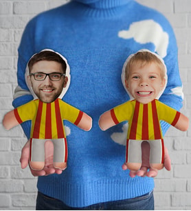BK Gift Kişiye Özel Sarı Kırmızı Taraftar 2'li Baba&Oğul-Kız Futbolcu Bebek Yastık-1, Taraftar Hediyesi, Babalar Günü Hediyesi