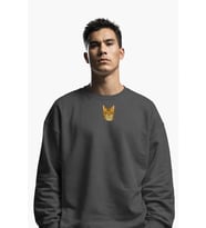 Tekir Kedi Figürlü Unisex Sweatshirt – DTF Baskı (Füme / Koyu Yeşil)