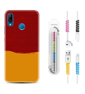 Huawei P20 Lite Mate 10 20 Lite Pro P40 Lite KılıfKablo Koruma Spiral Silikon Sarı Kırmızı Boya 1708