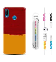 Huawei P20 Lite Mate 10 20 Lite Pro P40 Lite KılıfKablo Koruma Spiral Silikon Sarı Kırmızı Boya 1708